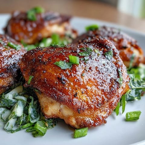 Lemon butter cabbage slaw with crispy chicken thighs, a bright, satisfying keto-friendly main dish.