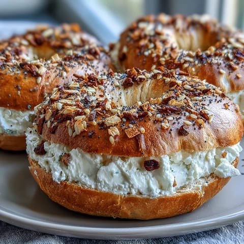 Golden-baked, high-protein bagels featuring Greek yogurt and a crunchy everything seasoning topping, perfect for a nutritious snack or brunch.