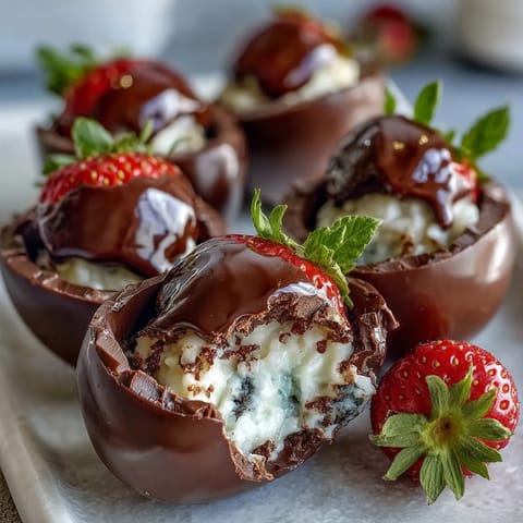 Dubai Chocolate Strawberry Easter Eggs with Crunch Filling, golden and glossy, filled with a crispy hazelnut center for a festive treat.