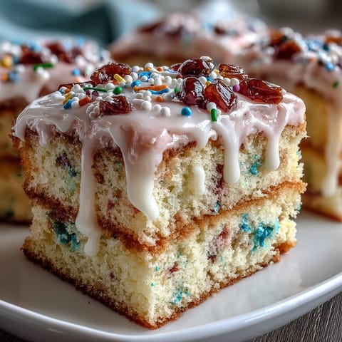 Spring Funfetti Cake with Pastel Buttercream: Vibrant vanilla cake dotted with rainbow sprinkles, frosted with whimsical pastel buttercream swirls for a joyful spring celebration.