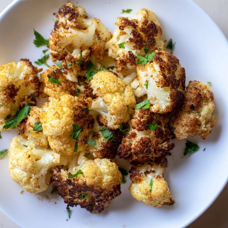 A baking sheet filled with aromatic roasted cauliflower, ready to serve as a tasty side dish.