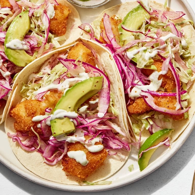 Perfectly fried Baja fish tacos with a vibrant mix of flavors and textures, a culinary delight.