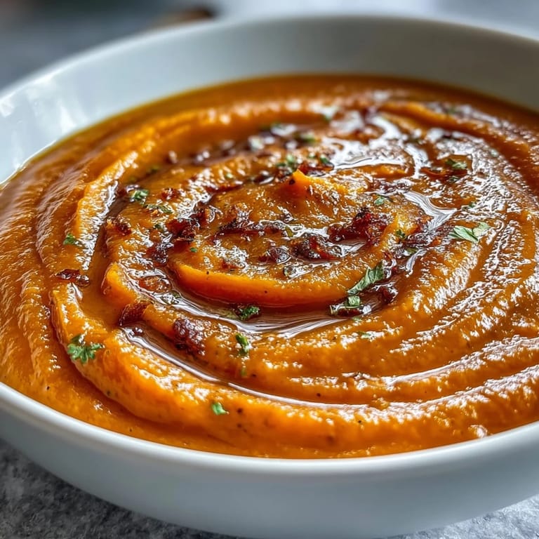 Spoon dipping into creamy Carrot Ginger Soup beside warm bread for a comforting lunch or starter.