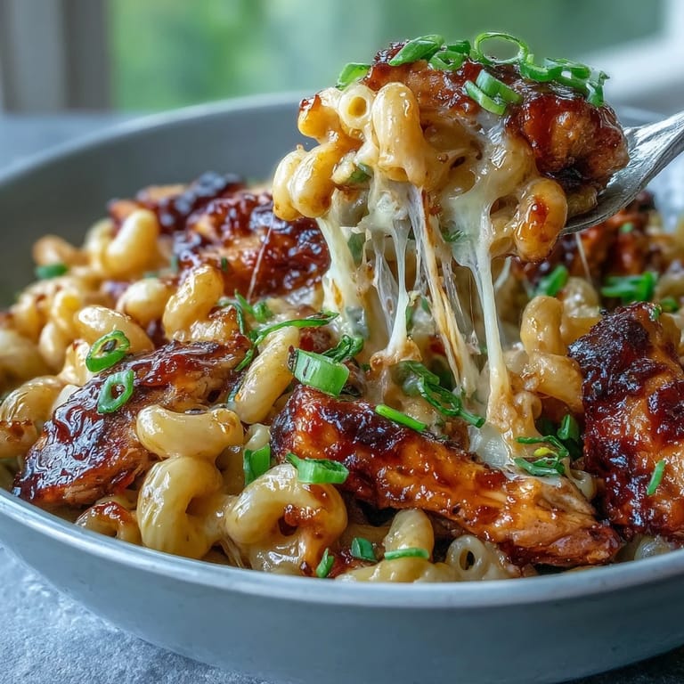Savory Sticky Honey BBQ Chicken Pasta Skillet bubbling in a cast-iron pan, ready to serve with a crisp salad.