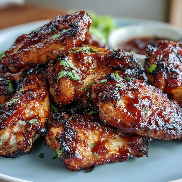 Golden-brown chicken wings tossed in a luscious guava BBQ glaze, offering tropical flavor in every bite.  