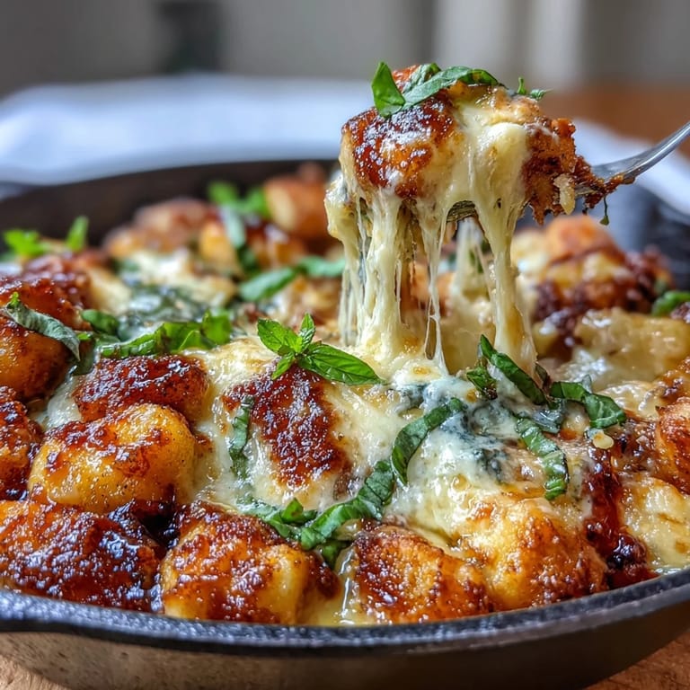 Creamy Chicken Parmesan Gnocchi skillet with savory marinara, juicy chicken, and a golden breadcrumb crust, ready in just 30 minutes.