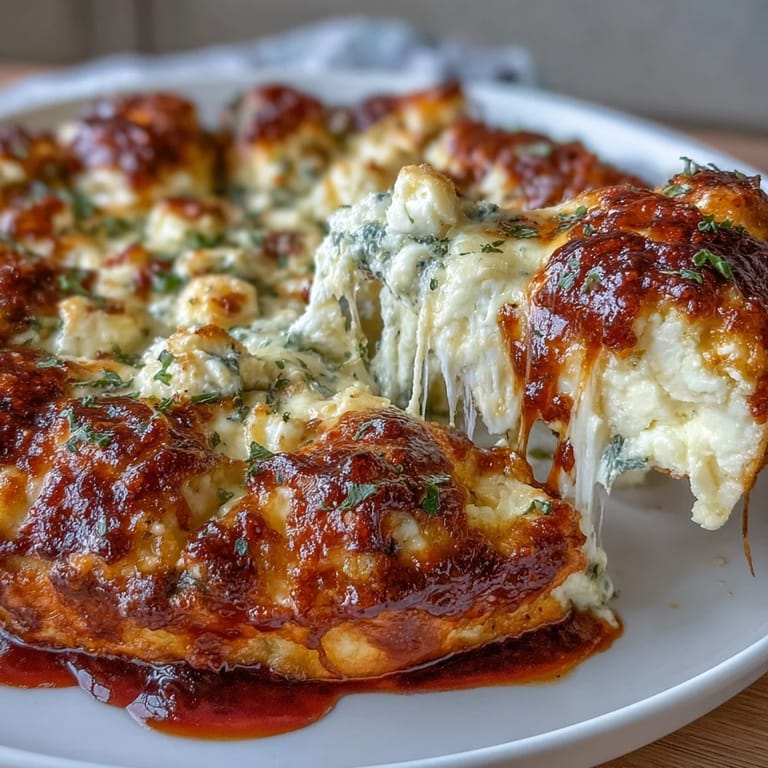 Cheesy cottage cheese casserole layered with rich marinara, herbs, and melted mozzarella, baked until golden and fragrant.