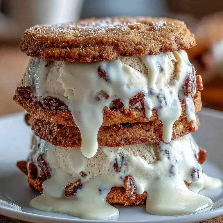 Creamy vanilla bean ice cream layered between espresso-flavored cookies, creating a delightful dessert inspired by the iconic Frappuccino beverage.