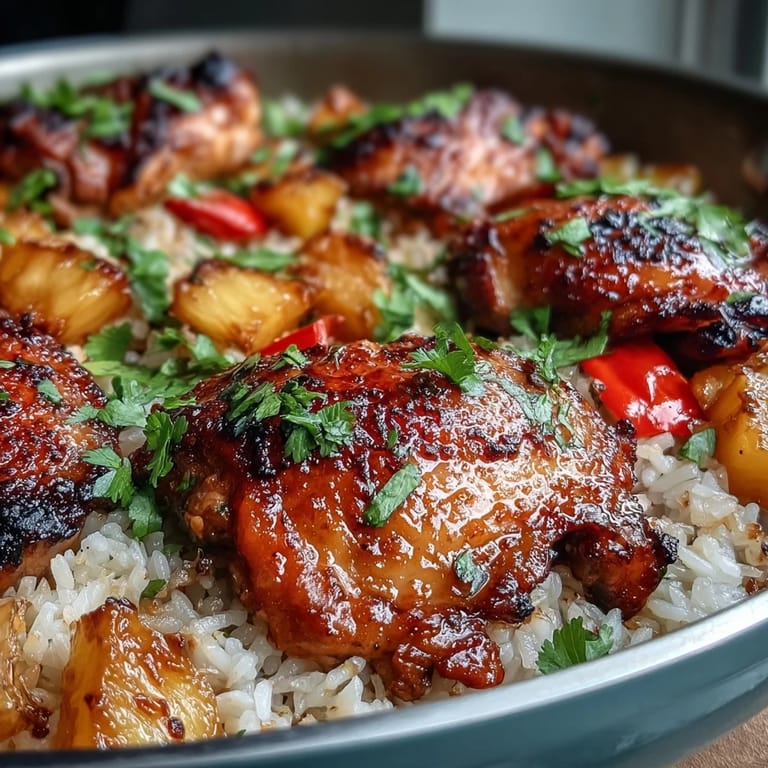 Tropical-inspired baked chicken and rice with smoky paprika, fresh cilantro, and zesty lime for a flavorful, easy family dinner.  