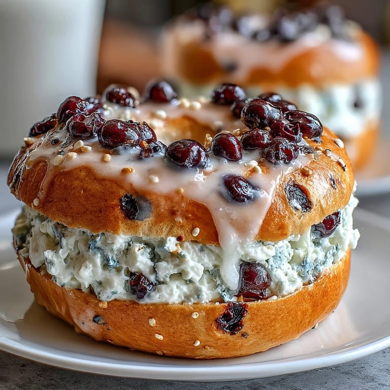 Soft, chewy blueberry protein bagels with a vibrant lemon glaze, ideal for a high-protein, satisfying breakfast or snack.