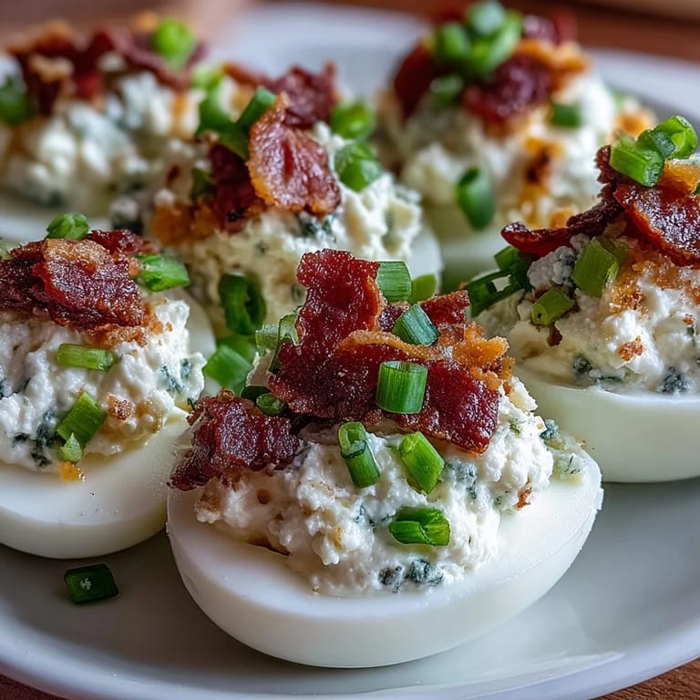 Creamy jalapeño popper deviled eggs filled with tangy cream cheese, smoky bacon, and fresh jalapeño, ideal appetizer for gatherings.