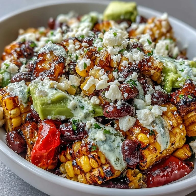 Colorful grilled corn and black bean taco salad bursting with zesty lime dressing.