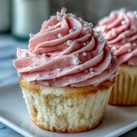 Bridal shower vanilla cupcakes with pink frosting, fluffy and topped with creamy pastel buttercream for a festive celebration.