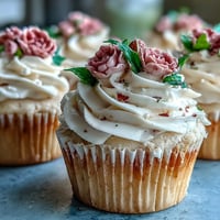 Delicate vanilla cupcakes adorned with pastel buttercream flowers, perfect for baby showers or spring celebrations.  