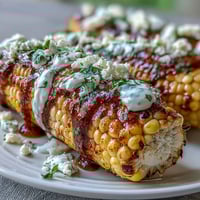 Elote-Style Microwave Corn on the Cob with Cotija, creamy and cheesy, topped with chili and lime zest.