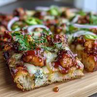 Crispy BBQ chicken flatbread pizza with smoky grilled chicken, melty mozzarella, and fresh cilantro.  