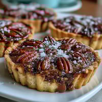 Decadent Kentucky Derby Chocolate Bourbon Pecan Tart, golden crust filled with chocolate and nuts.