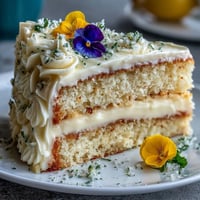 Zesty baby shower lemon sunshine cake with beautiful edible flower decorations.
