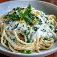 Creamy lemon ricotta pasta with bright peas and fresh mint, a delightful easy dinner.
